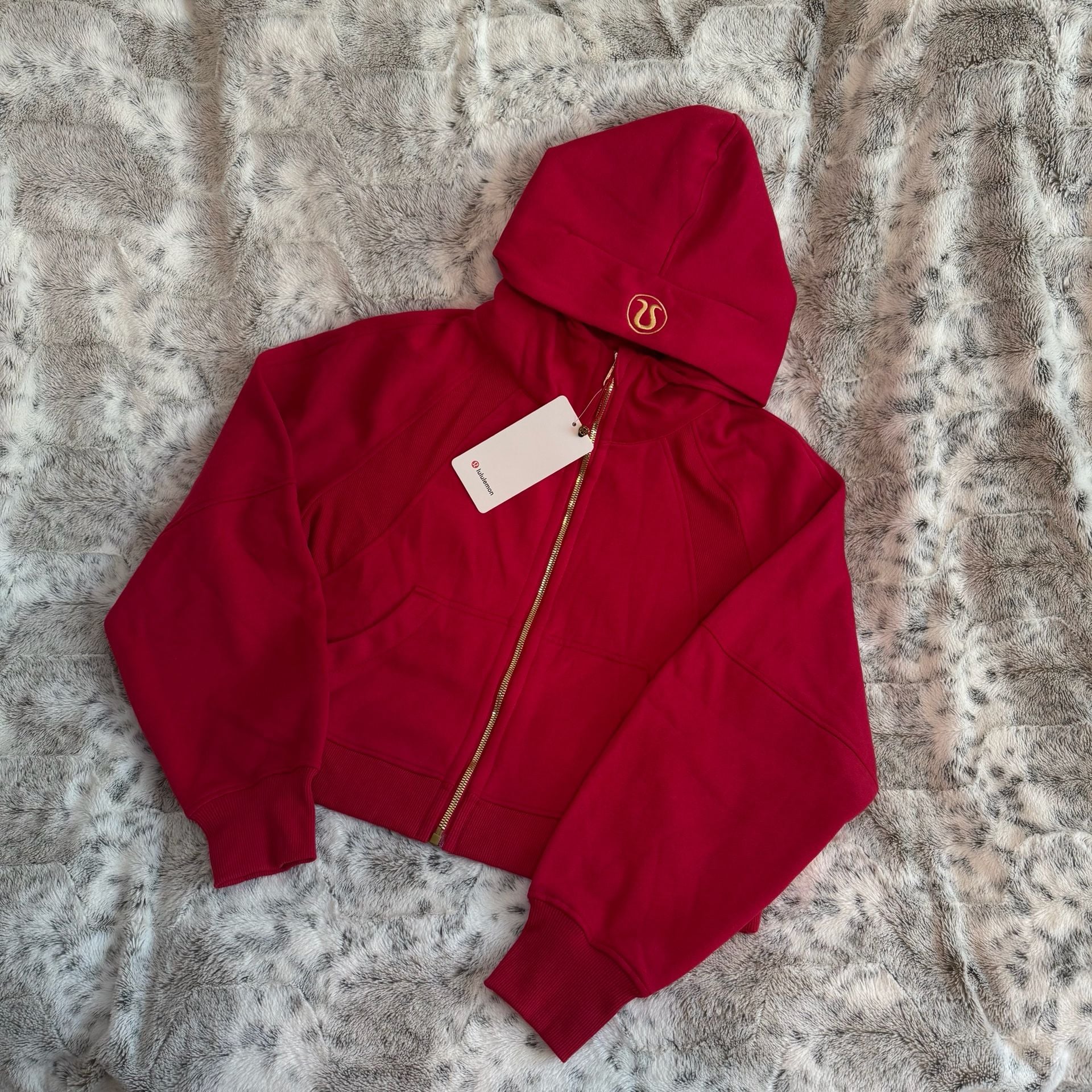 Lululemon Scuba Oversized Full-Zip Hoodie Size 8 Dark Red Gold 2