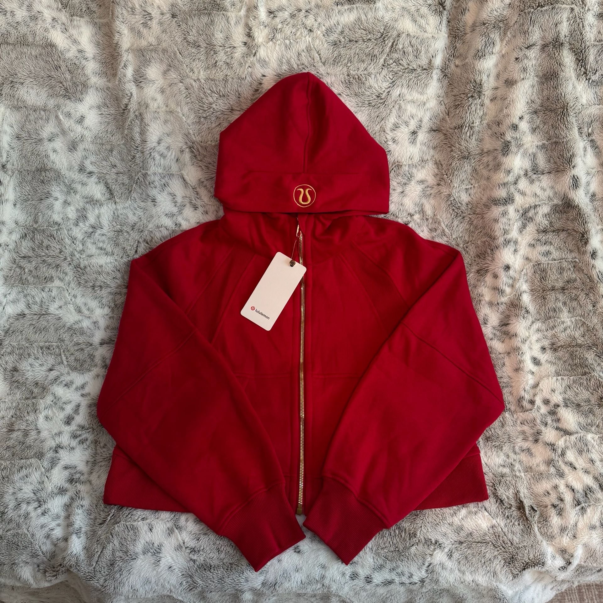 Lululemon Scuba Oversized Full-Zip Hoodie Size 8 Dark Red Gold 3