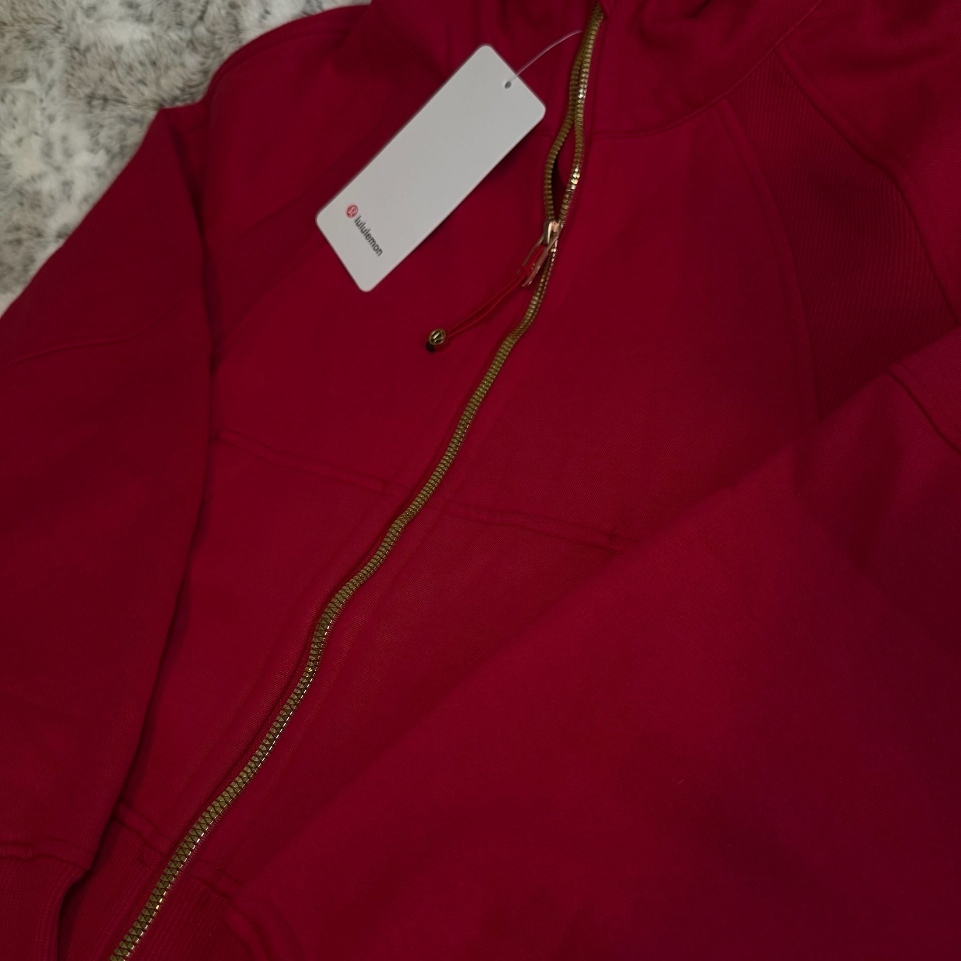 Lululemon Scuba Oversized Full-Zip Hoodie Size 8 Dark Red Gold 4