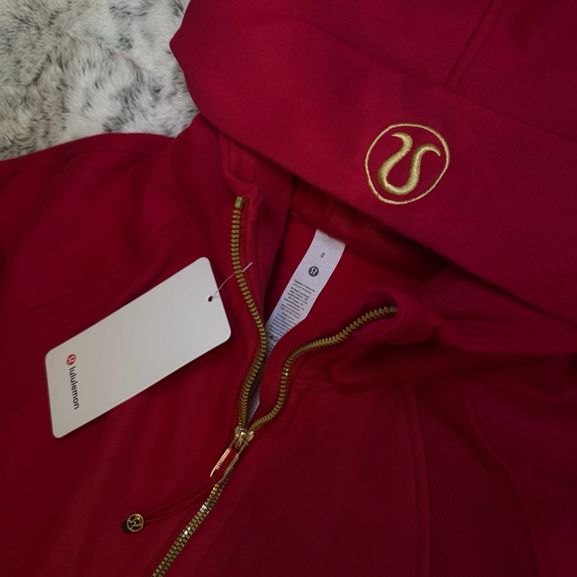 Lululemon Scuba Oversized Full-Zip Hoodie Size 8 Dark Red Gold 7