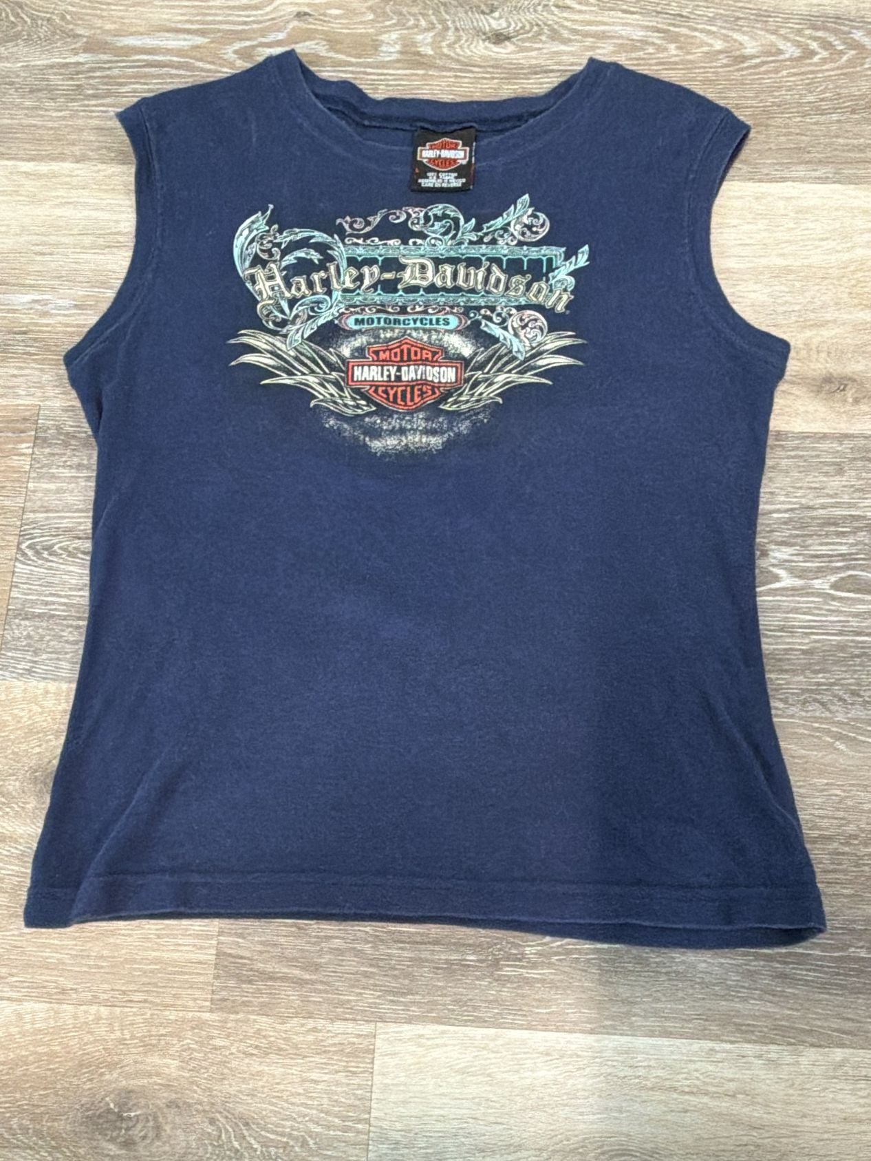 Harley-Davidson Tank Top Size L Blue Graphic Cool Springs Franklin TN 2