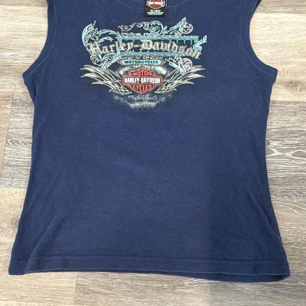 Harley-Davidson Tank Top Size L Blue Graphic Cool Springs Franklin TN