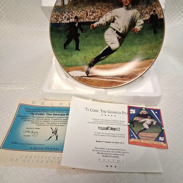 Delphi Ty Cobb The Georgia Peach Collector Plate Jeff Barson