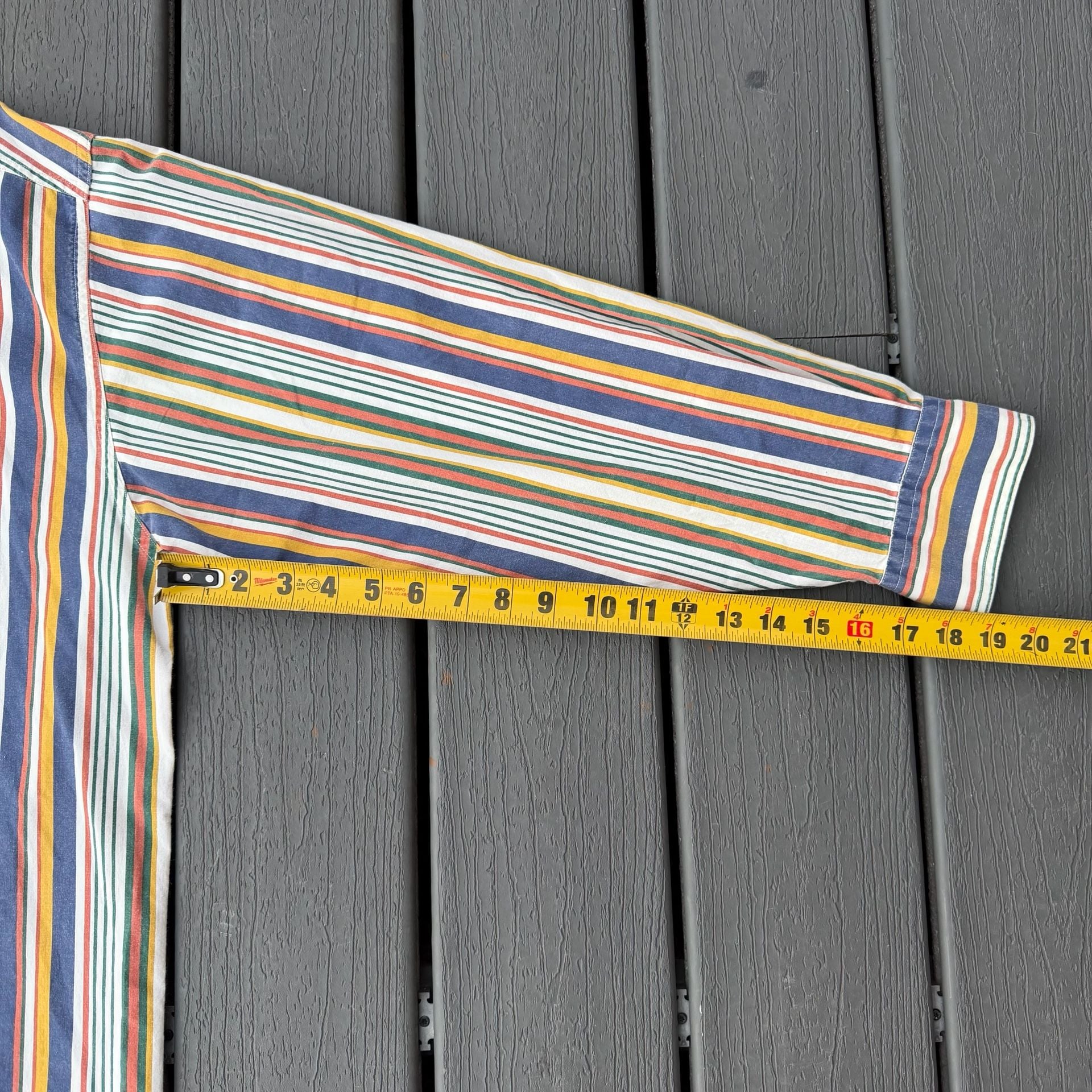 Vintage 90s Pure Stuff Striped Button Down Shirt L Long Sleeve 100% Cotton 7