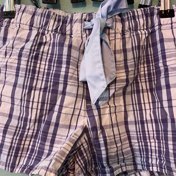 Faded Glory organic cotton Sleep Shorts L (12-14) Purple Plaid
