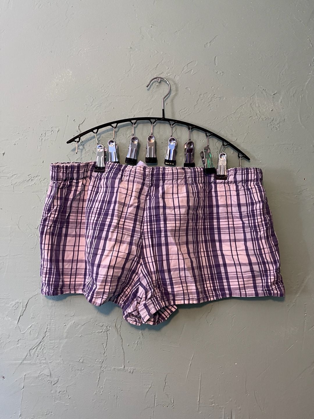 Faded Glory organic cotton Sleep Shorts L (12-14) Purple Plaid 3