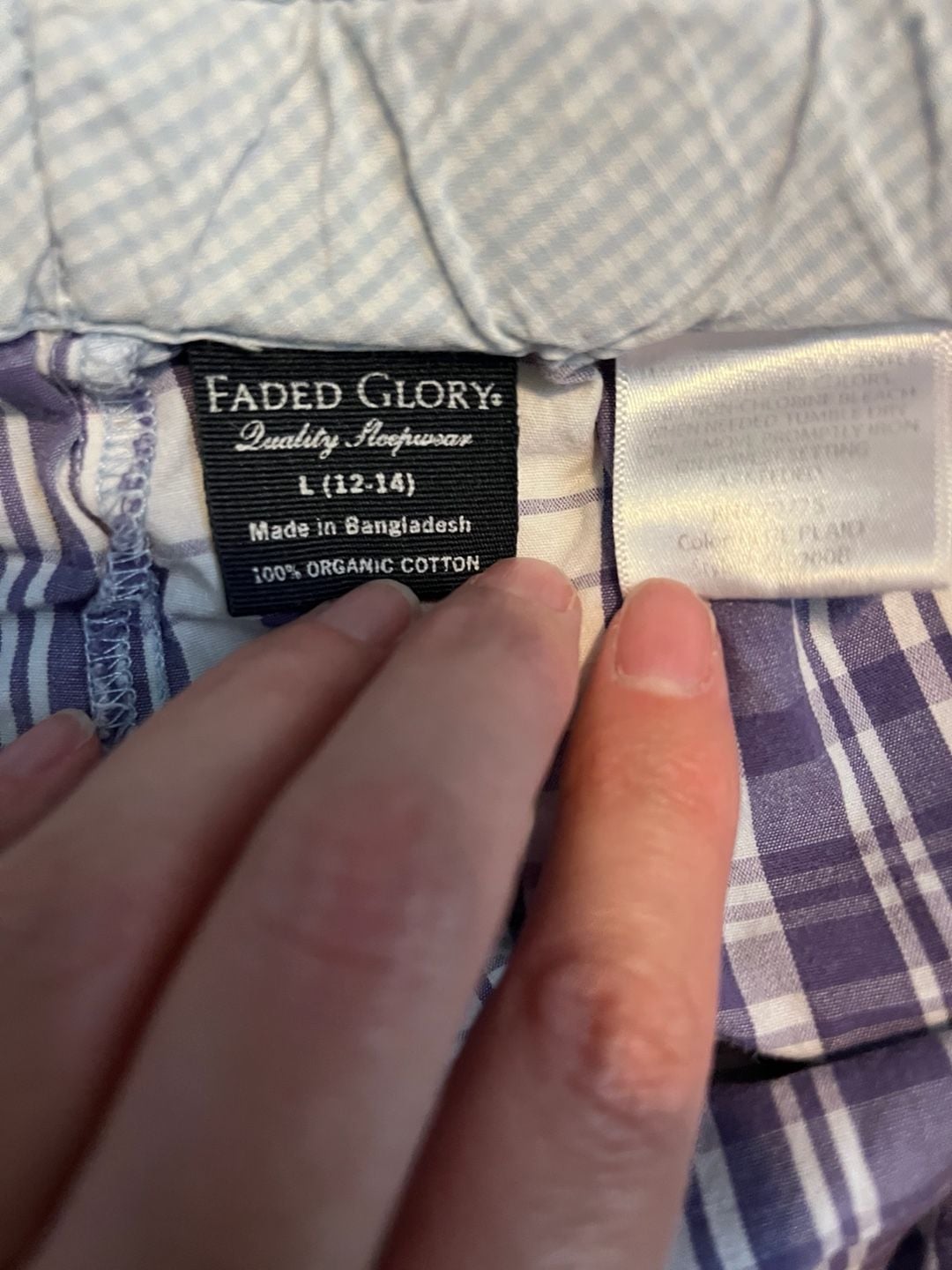 Faded Glory organic cotton Sleep Shorts L (12-14) Purple Plaid 5