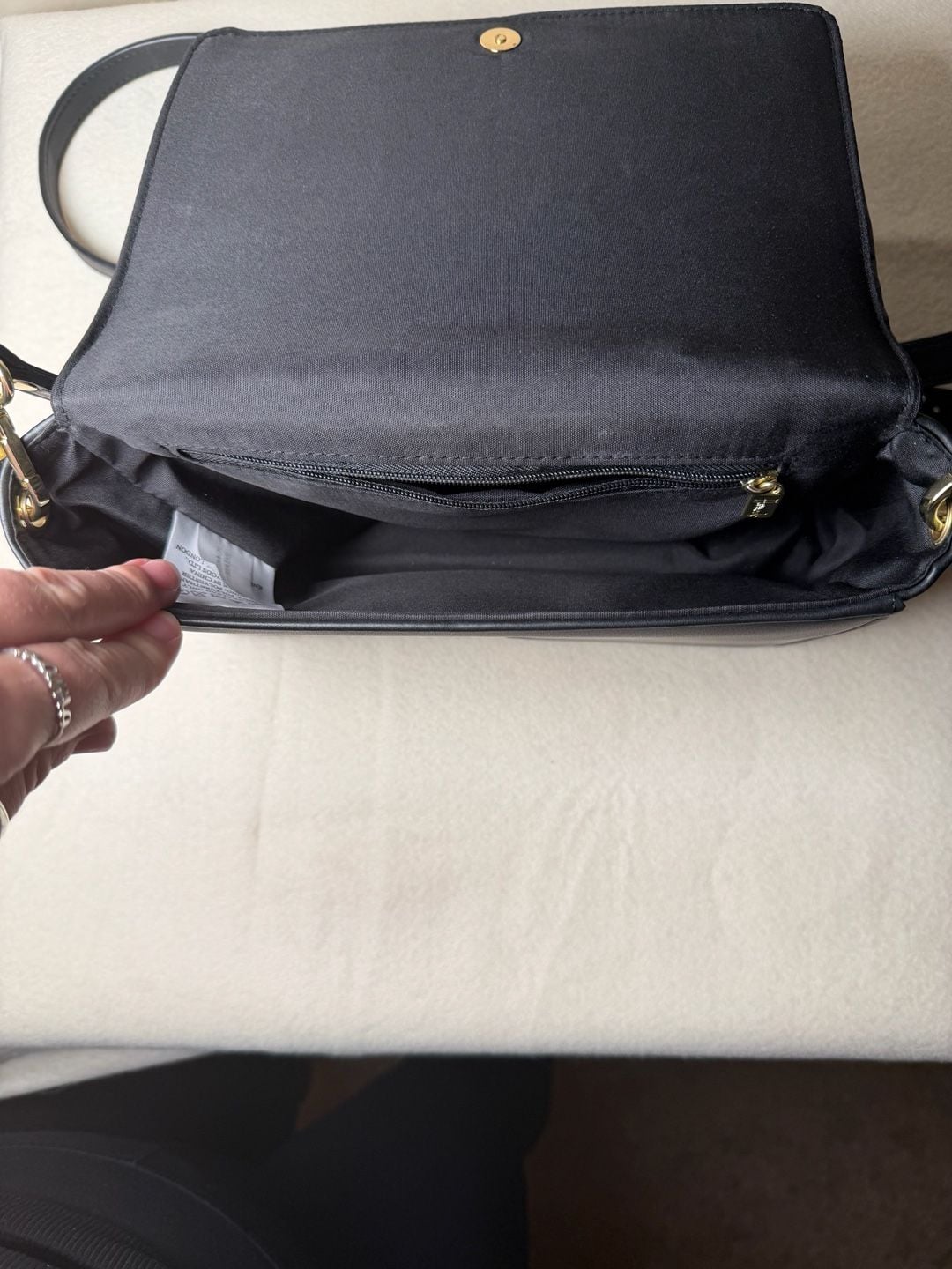 Harrods Black Crossbody Bag Gold Hardware Logo Flap Closure 4