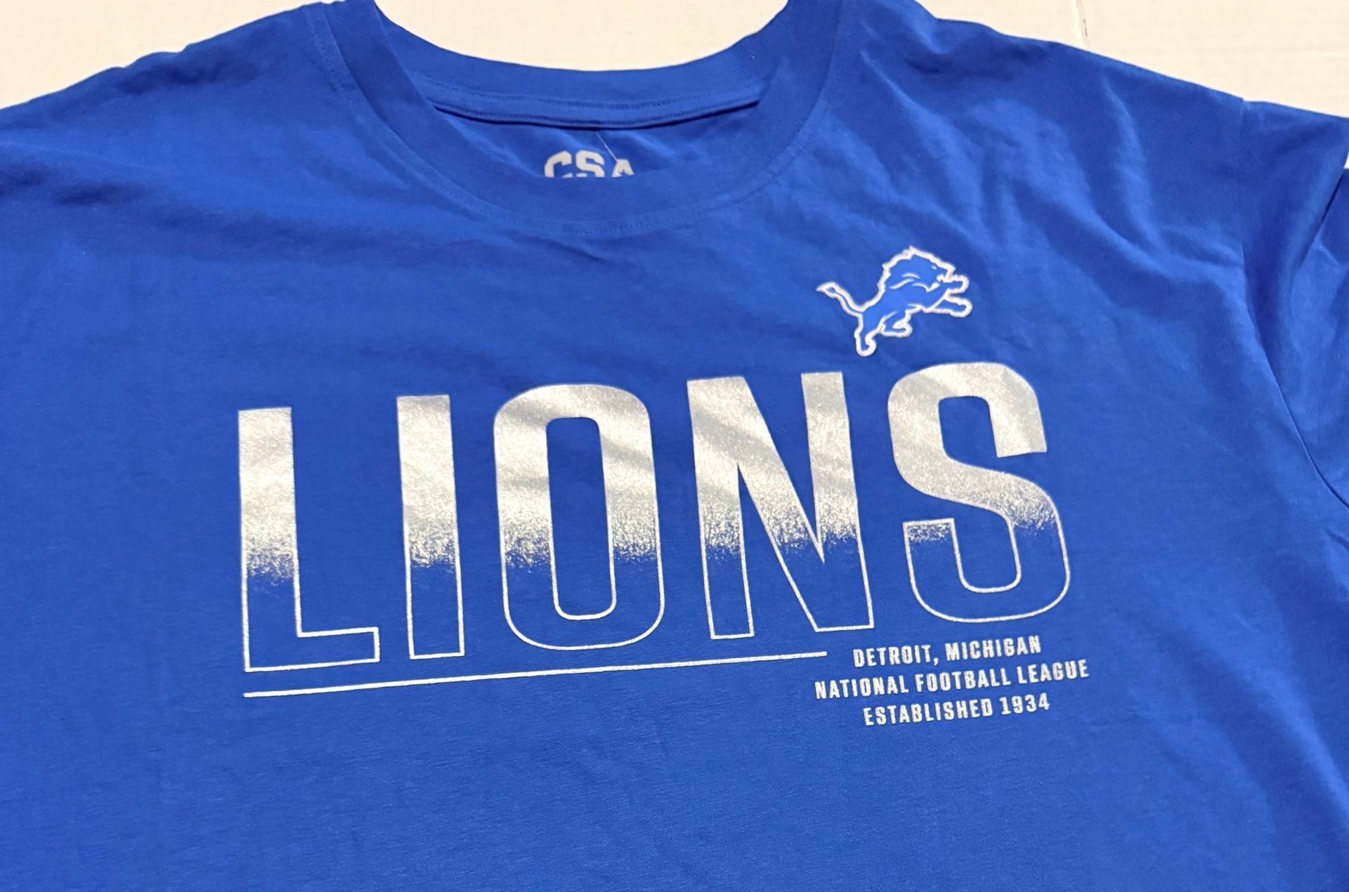 CSA Detroit Lions T-Shirt Size 2XL Blue NFL Team Apparel 2