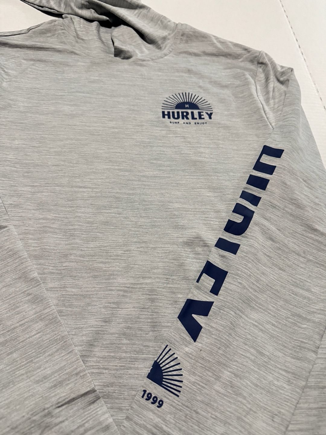 Hurley Sun Protection Hooded Long Sleeve Tee Size S Gray 3