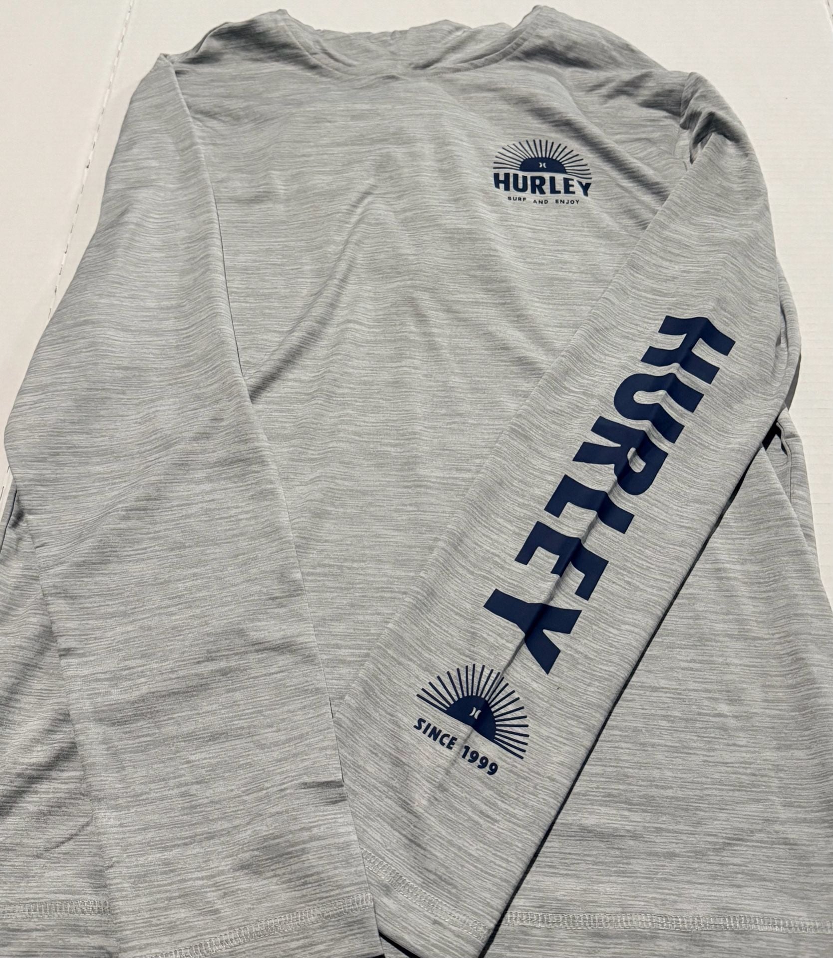Hurley Sun Protection Hooded Long Sleeve Tee Size S Gray 5