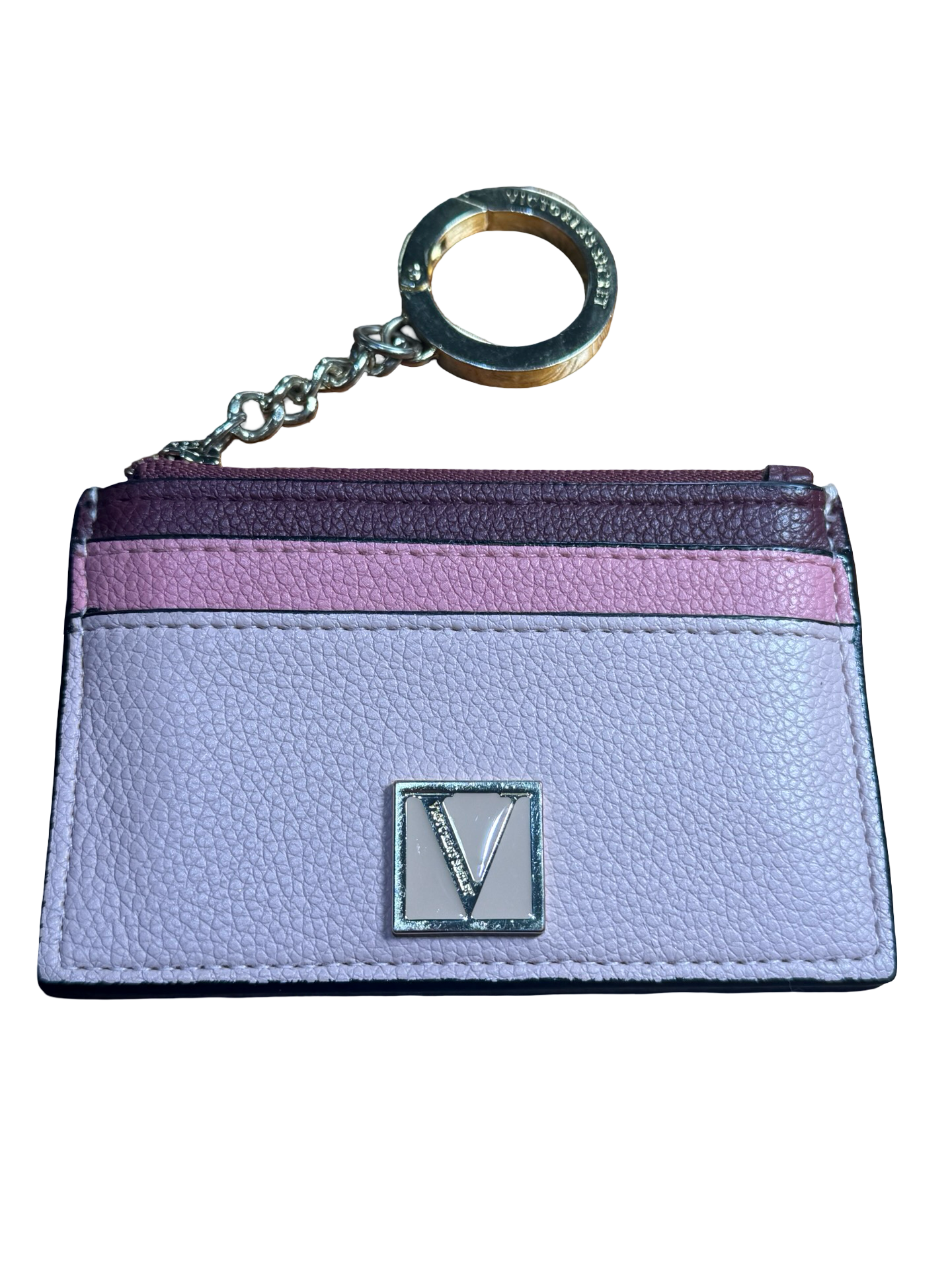 Victorias Secret Signature Stripe Credit Card Case & Coin Wallet Iconic Pink NWT 4