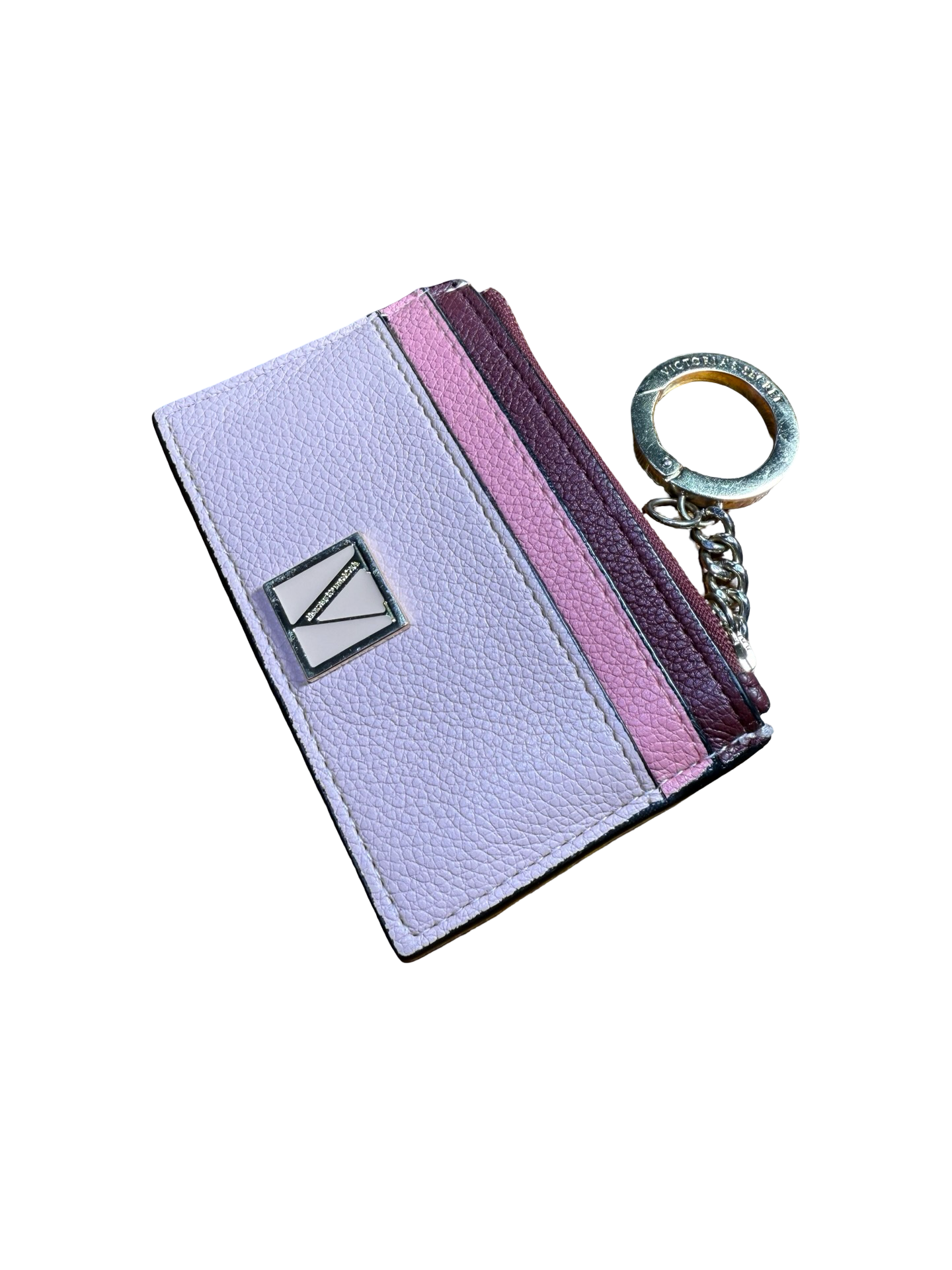 Victorias Secret Signature Stripe Credit Card Case & Coin Wallet Iconic Pink NWT 10