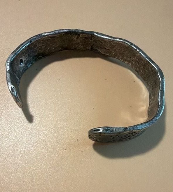 Zara Artisanal Textured Metal Cuff Bracelet Silver Filigree Open 5