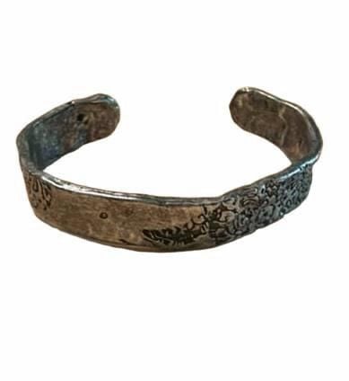Zara Artisanal Textured Metal Cuff Bracelet Silver Filigree Open 6