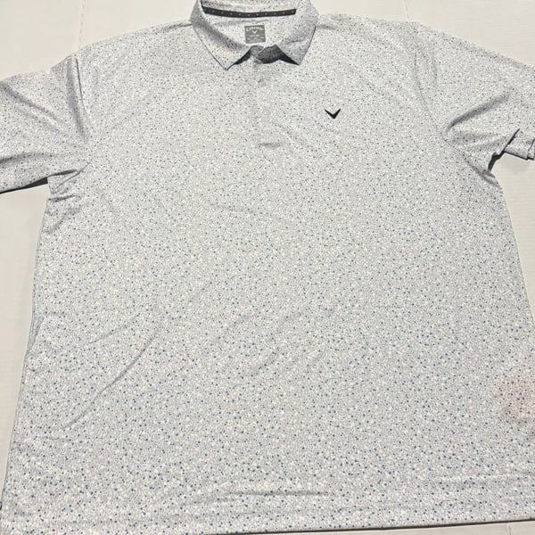 Callaway Opti-Dri Golf Polo Size XXL White Blue Confetti Floral Print