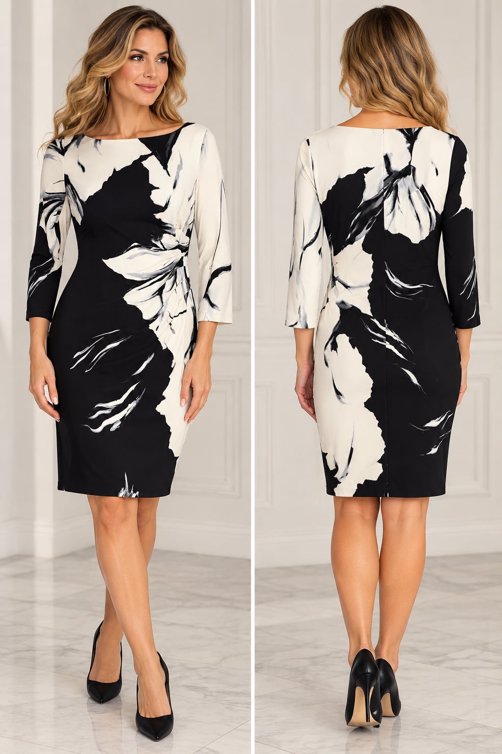 Lauren Ralph Lauren Size 6 Black White Floral Dress 8