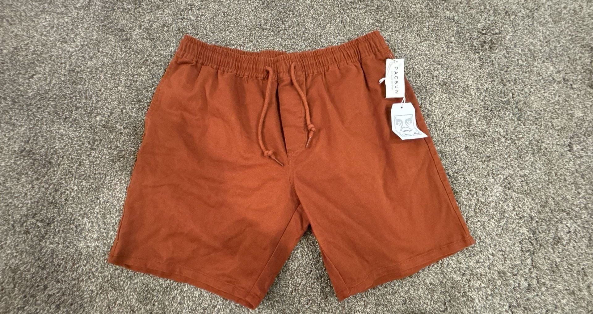 Obey Shorts Size M Rust Orange Elastic Waist Drawstring Pacsun 2