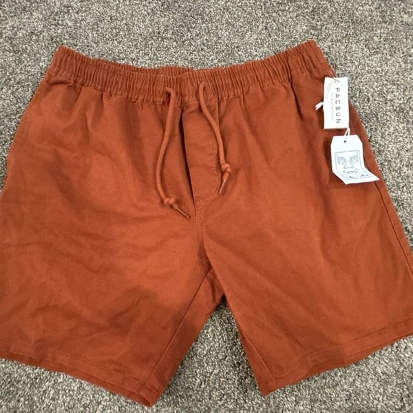 Obey Shorts Size M Rust Orange Elastic Waist Drawstring Pacsun