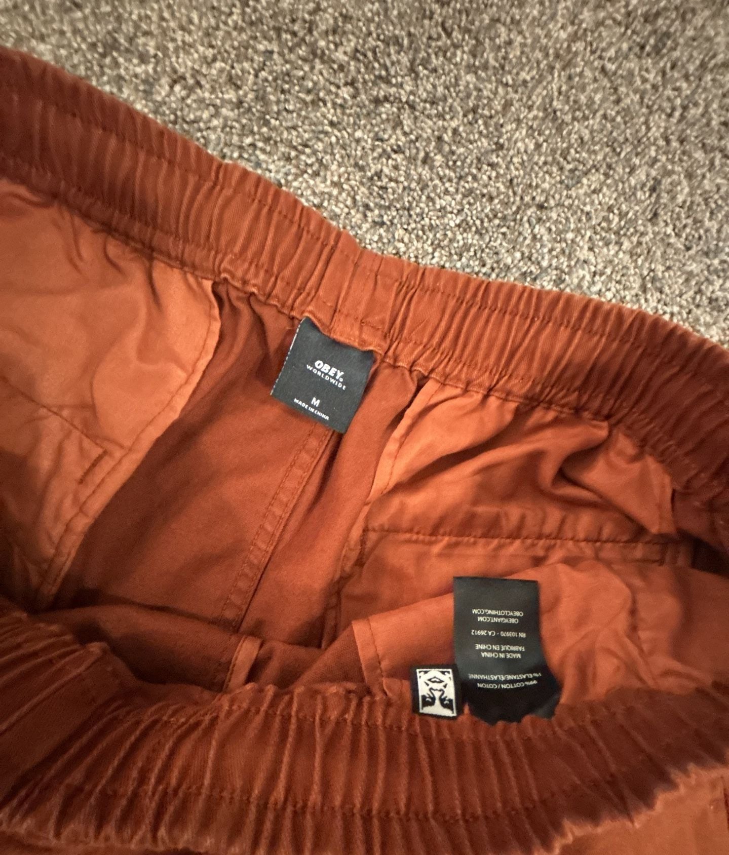 Obey Shorts Size M Rust Orange Elastic Waist Drawstring Pacsun 3
