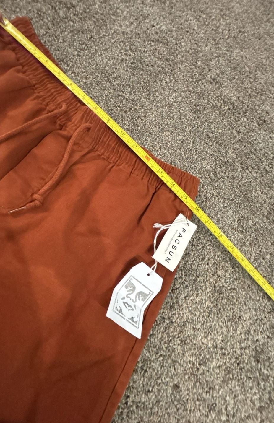 Obey Shorts Size M Rust Orange Elastic Waist Drawstring Pacsun 4