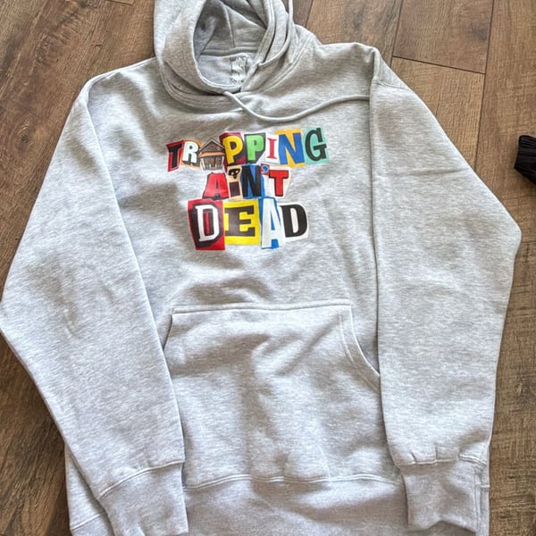 Money Youtheal Trapping Ain't Dead Hoodie Size X-Large Gray
