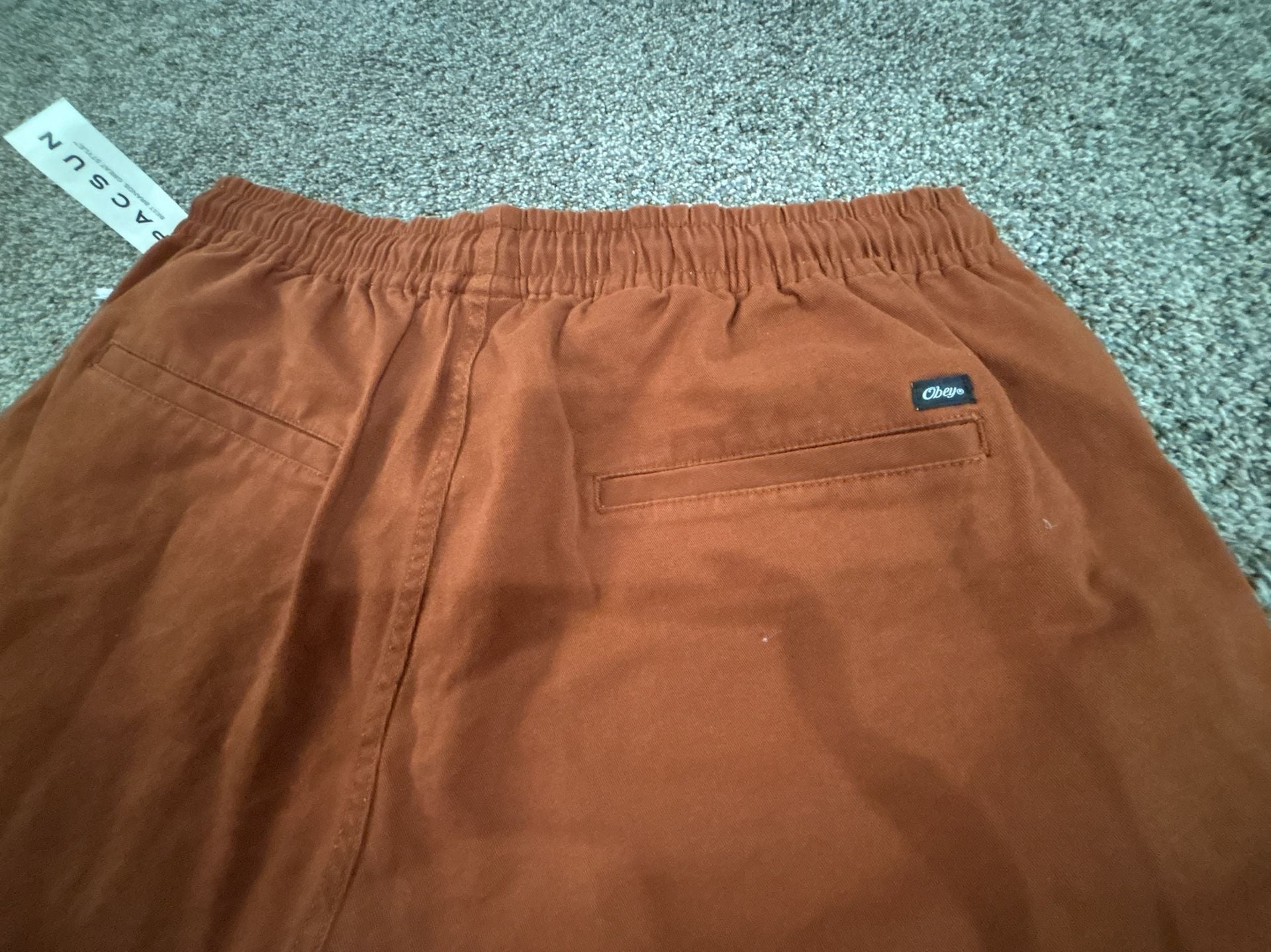 Obey Shorts Size M Rust Orange Elastic Waist Drawstring Pacsun 6