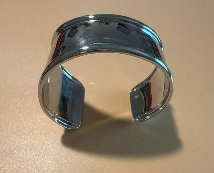 Chunky Silver Plated Curved Cuff Bracelet 5