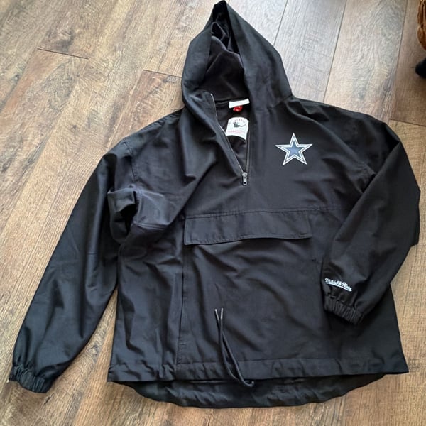 Mitchell & Ness Dallas Cowboys Anorak Size XXL Black Hooded Jacket