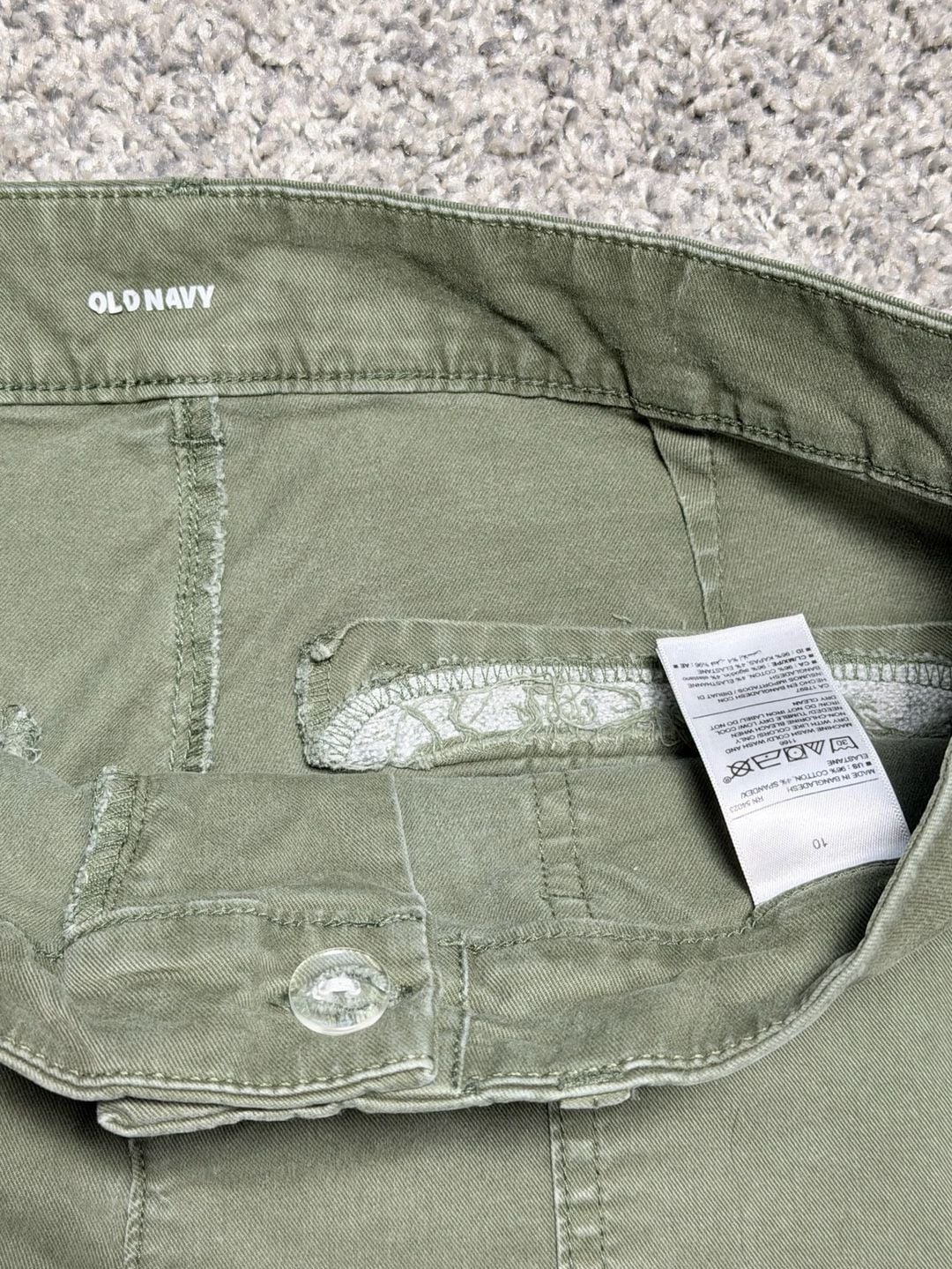 Old Navy Pants Size 10 Green Chino Patch Pocket Ankle 4