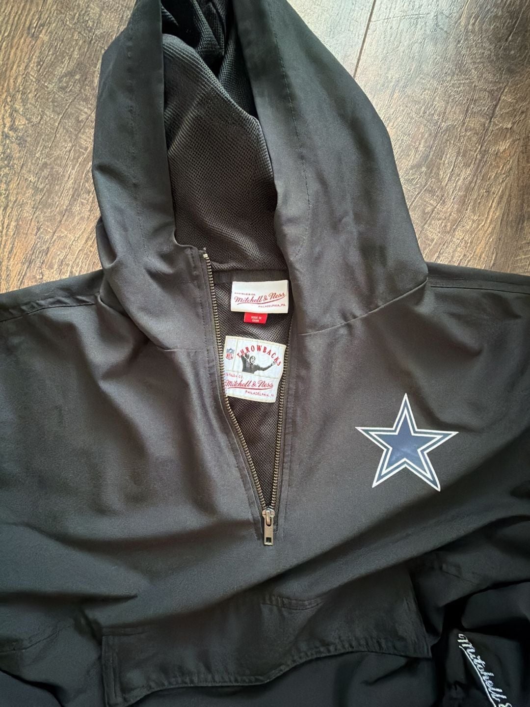 Mitchell & Ness Dallas Cowboys Anorak Size XXL Black Hooded Jacket 3