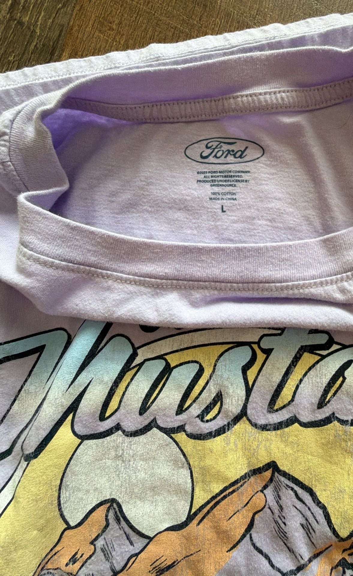 Ford Mustang Graphic T-Shirt Size L Light Purple Desert Car 3