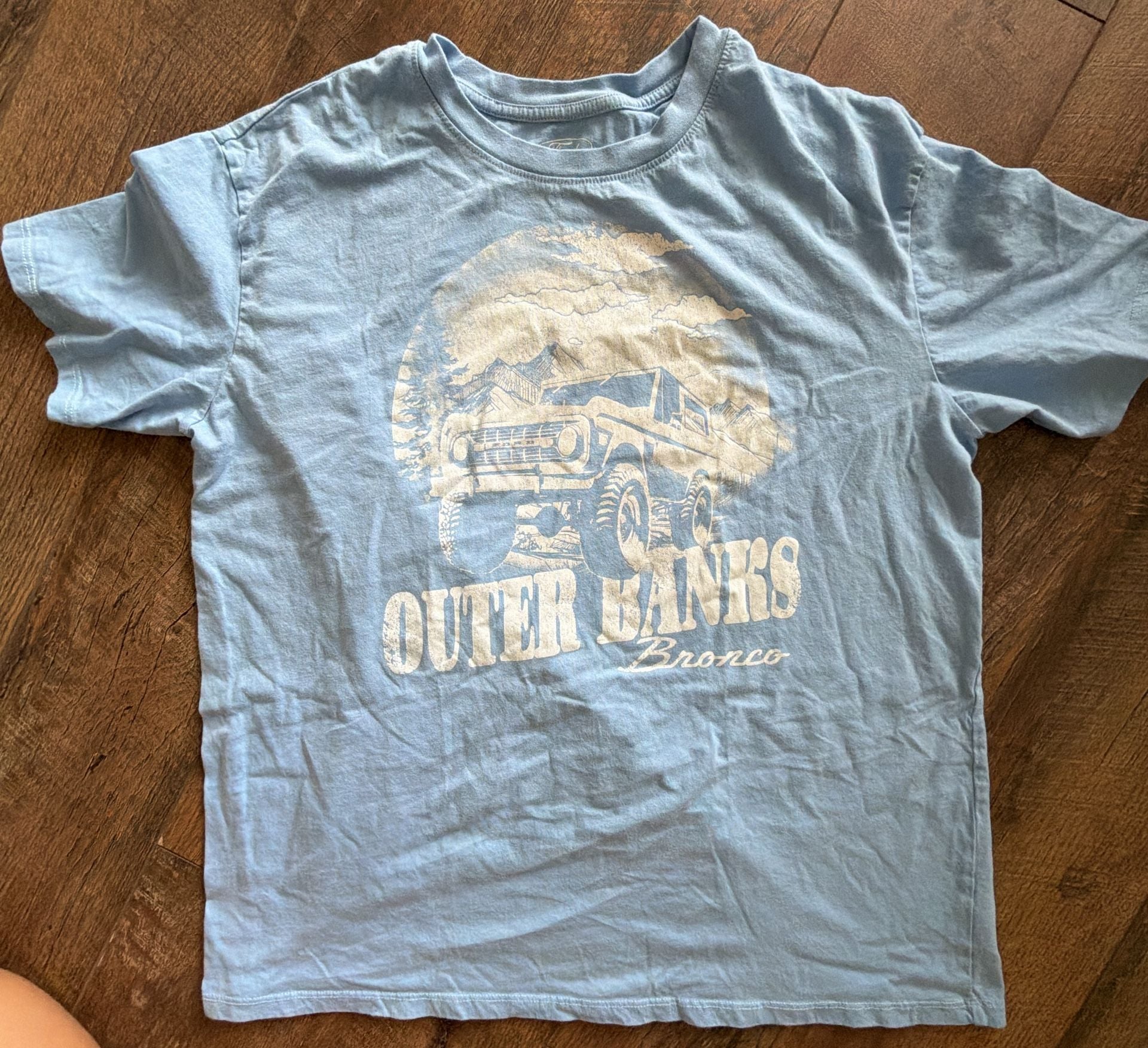 Ford Bronco Outer Banks Graphic T-Shirt Size M Light Blue 2