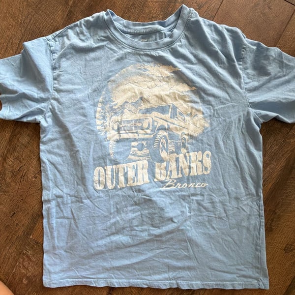 Ford Bronco Outer Banks Graphic T-Shirt Size M Light Blue