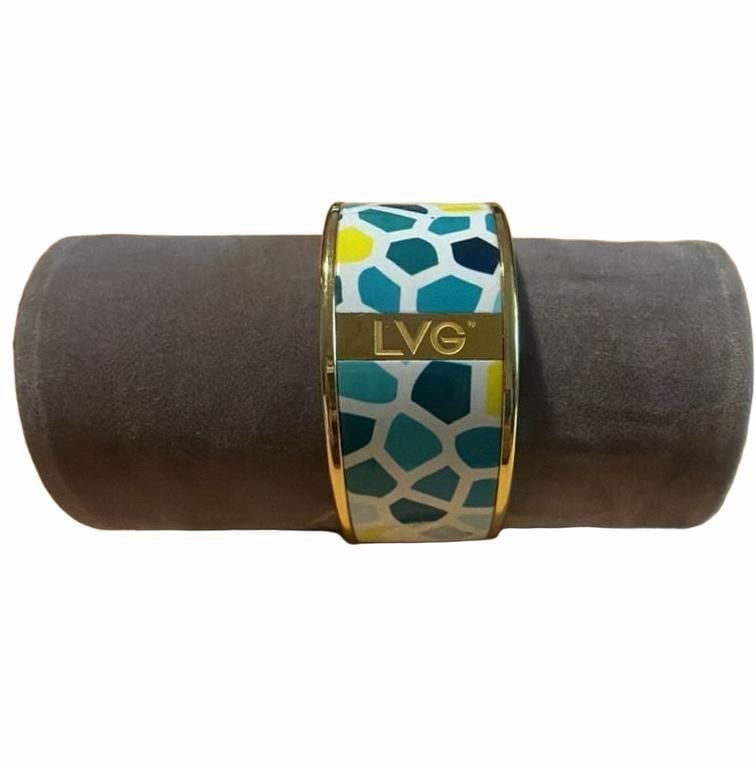 LVG Enamel Bangle Bracelet Geometric Multicolored Gold Tone 2