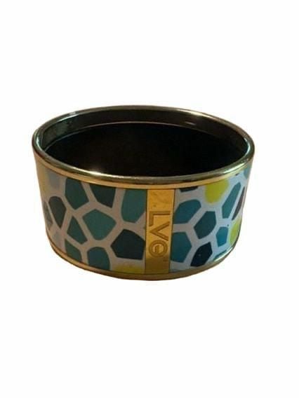 LVG Enamel Bangle Bracelet Geometric Multicolored Gold Tone 4