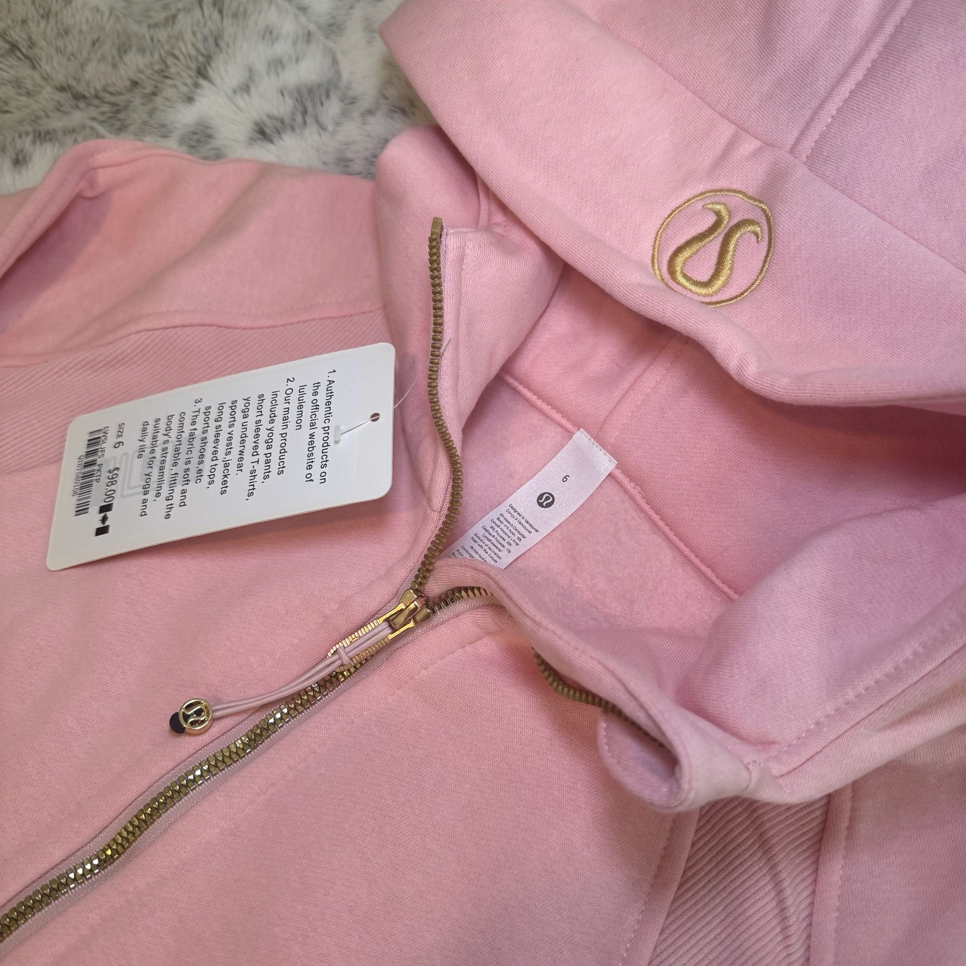 Lululemon Scuba Full-Zip Cropped Hoodie Size 6 Pink 7