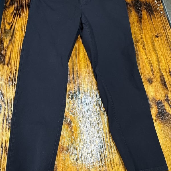 Eric Pants Size 14 Black Cotton Blend Casual Stretch
