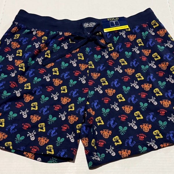 Polo Ralph Lauren Sleep Shorts Size XL Navy Multi Varsity Print