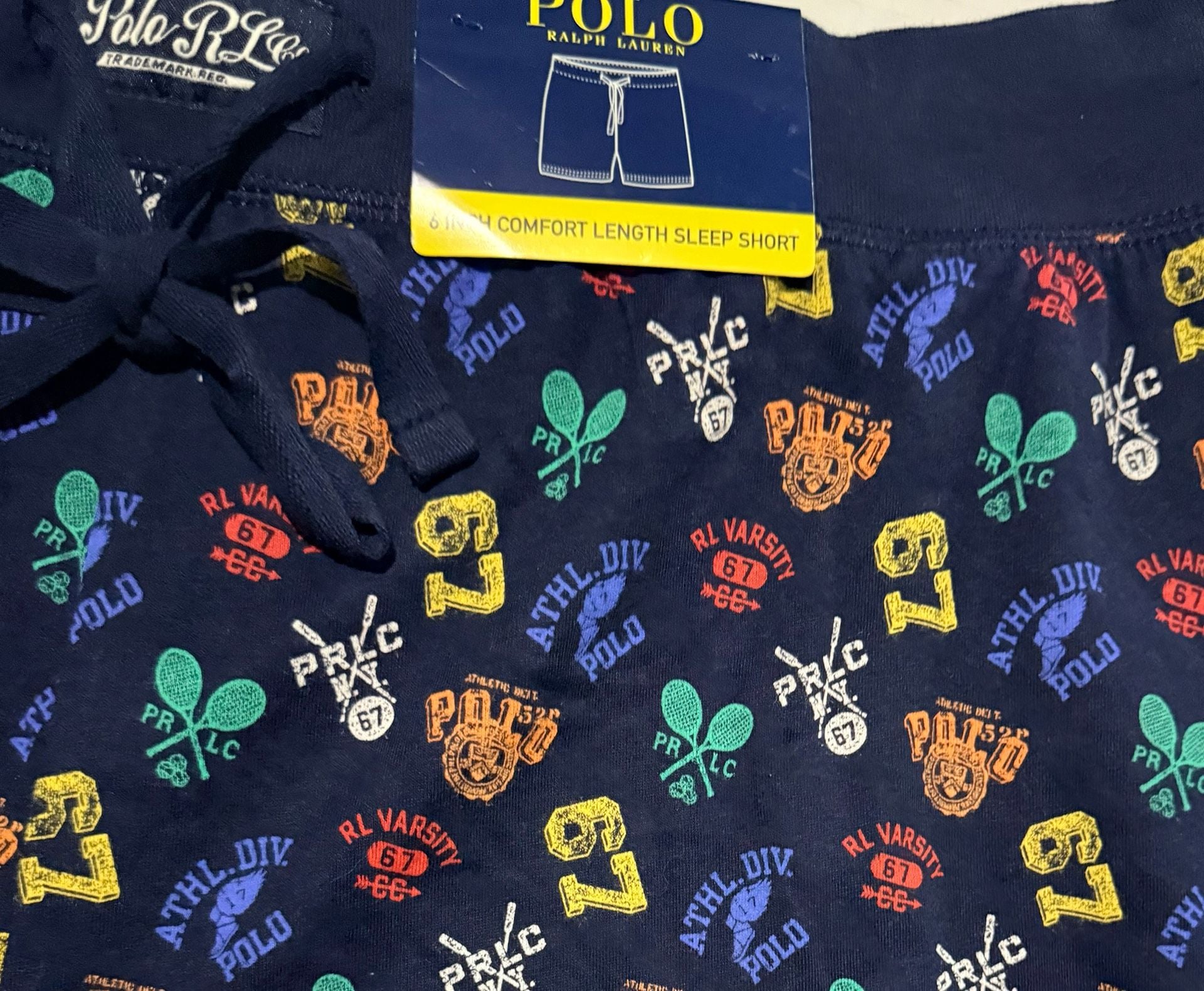 Polo Ralph Lauren Sleep Shorts Size XL Navy Multi Varsity Print 5