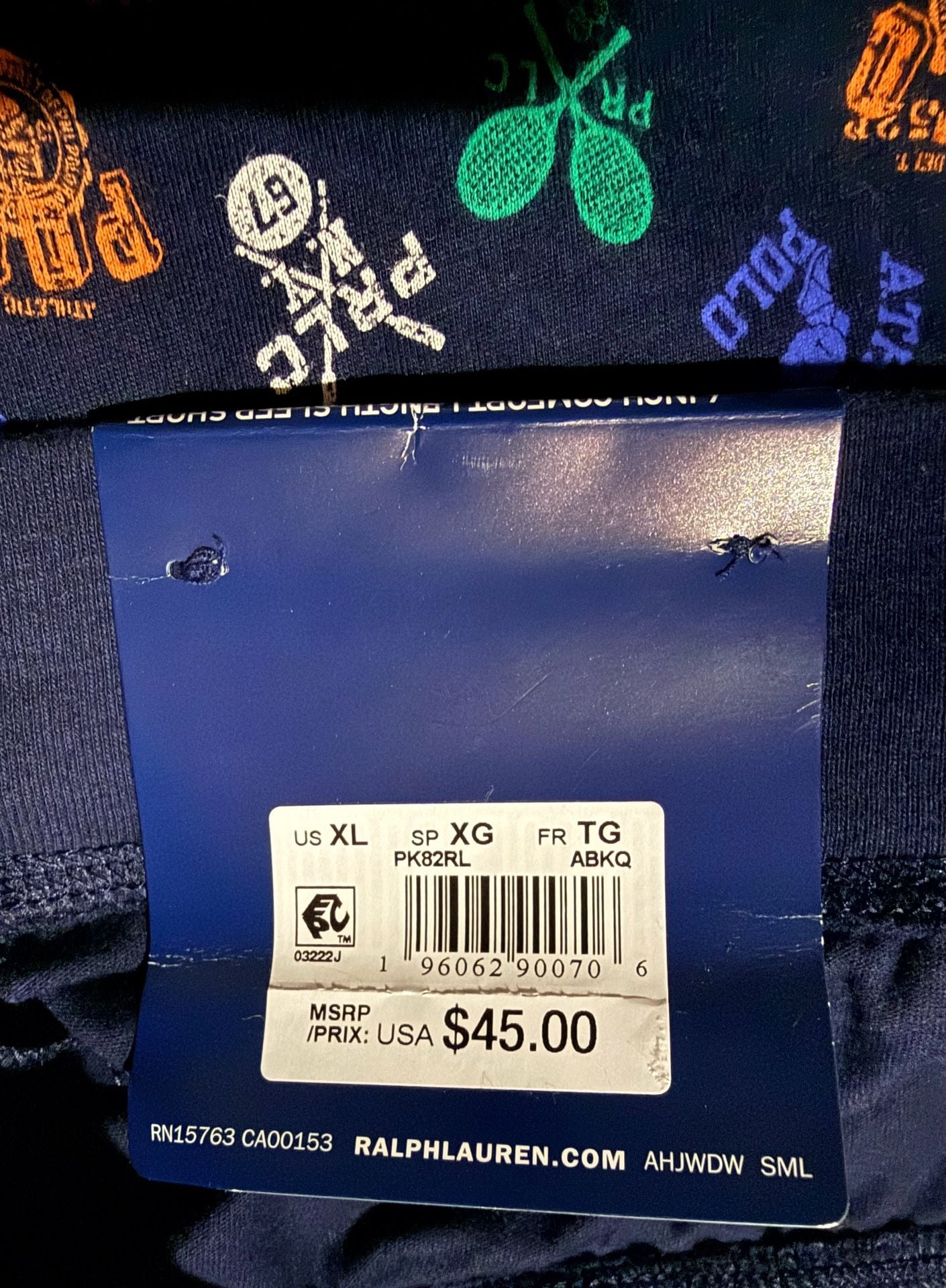Polo Ralph Lauren Sleep Shorts Size XL Navy Multi Varsity Print 7