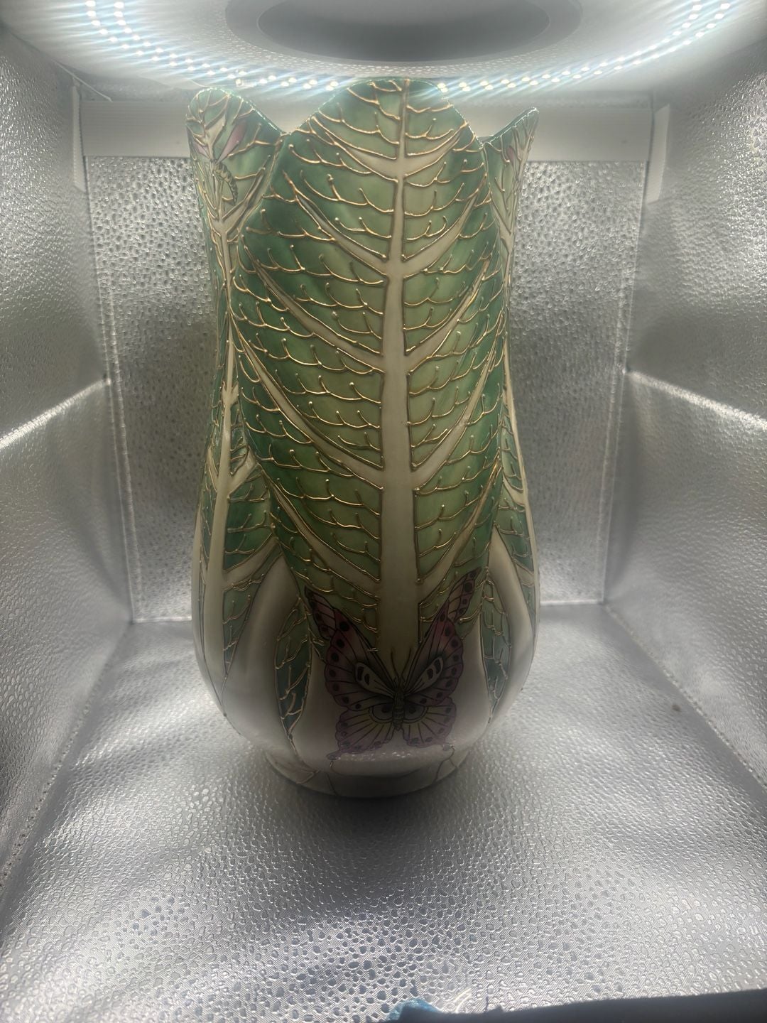 Andrea by Sadek Chinese Cabbage Leaf and Butterfly Porcelain Vase 2