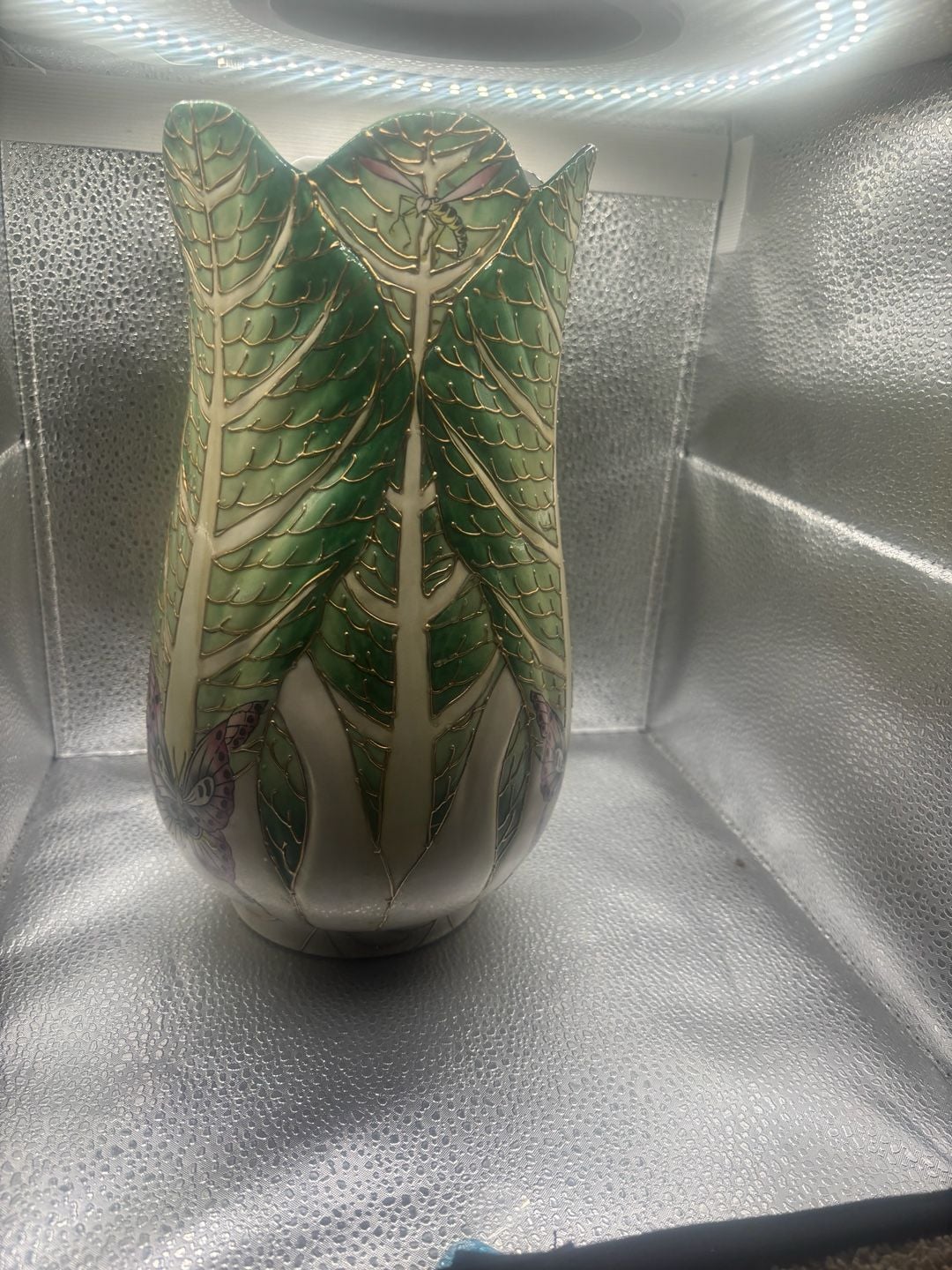 Andrea by Sadek Chinese Cabbage Leaf and Butterfly Porcelain Vase 3