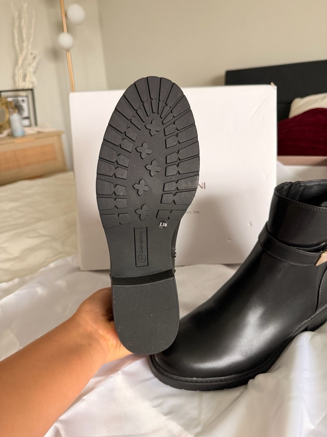 Giani Bernini Becca Buckle Booties Size 8.5M Black Faux Leather 4