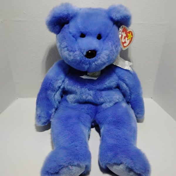 Ty Beanie Buddy Clubby II Blue Bear Stuffed Animal Plush 1999