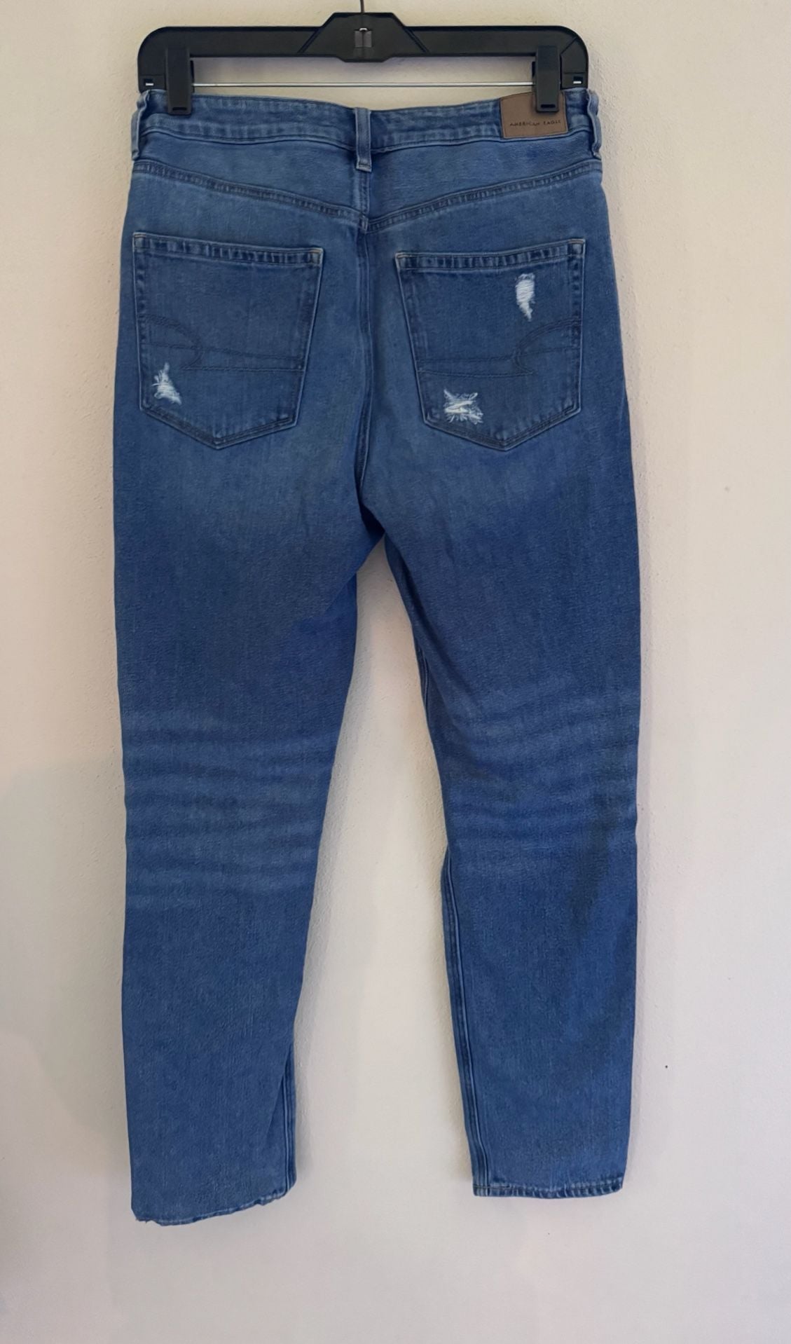 American Eagle Stretch Ripped Super High-Waisted Straight Jean Size 6 Blue 4