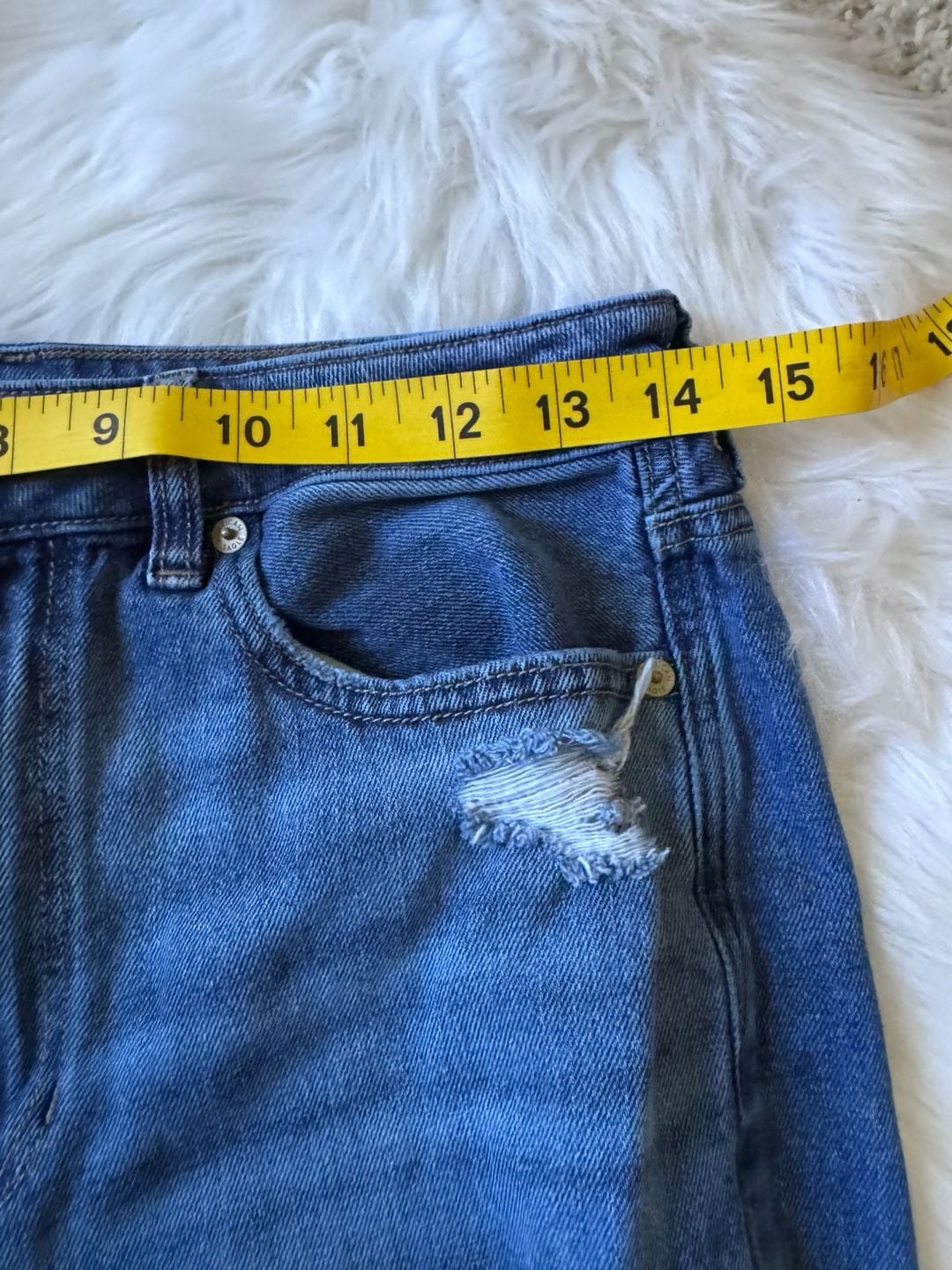 American Eagle Stretch Ripped Super High-Waisted Straight Jean Size 6 Blue 9