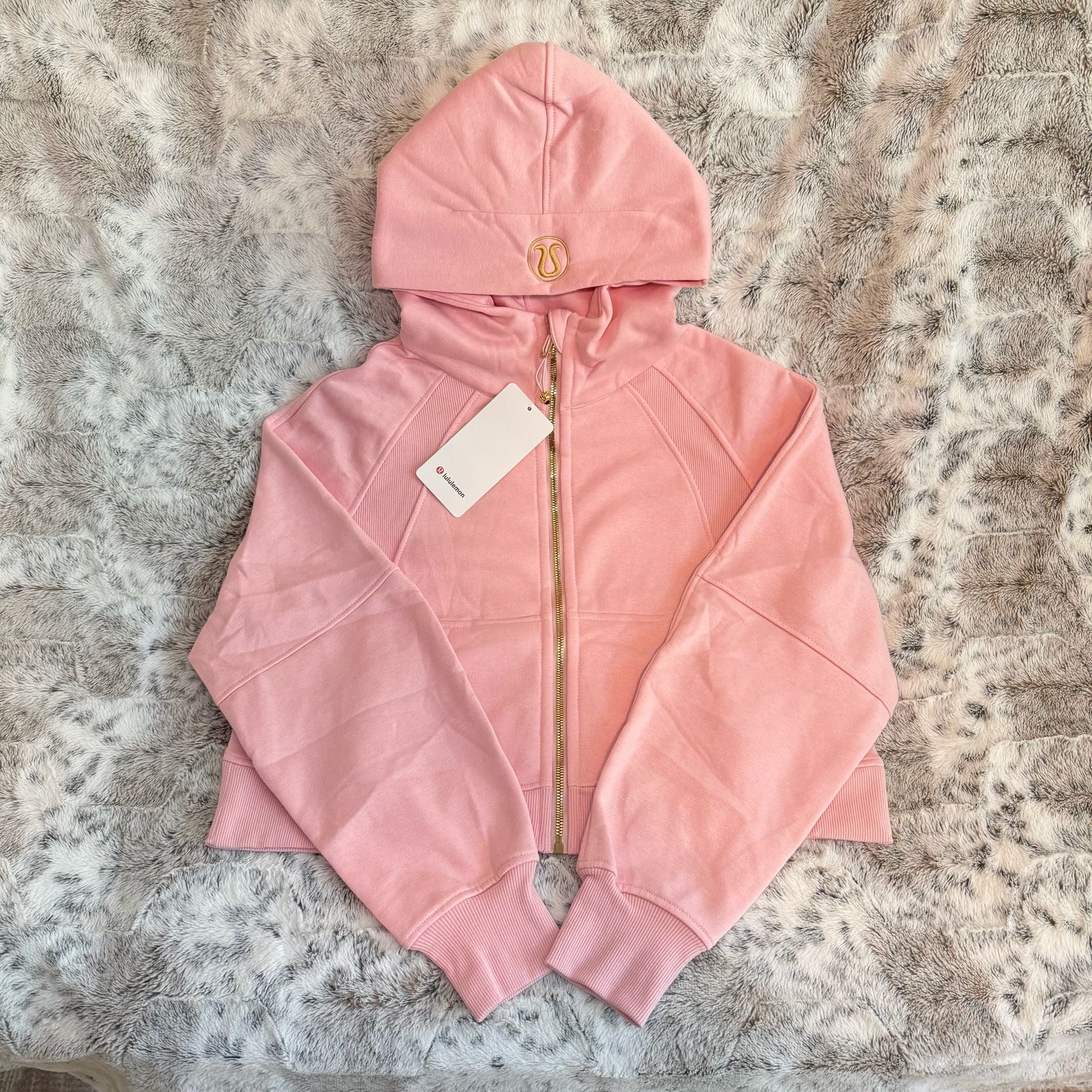 Lululemon Scuba Full-Zip Cropped Hoodie Size 8 Strawberry Milkshake 3
