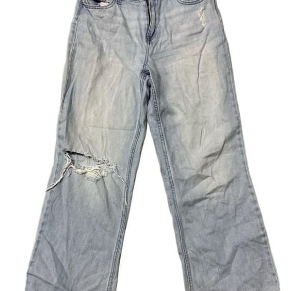 Wonder Nation Distressed Wide Leg Jeans Size 16 Light Blue Denim