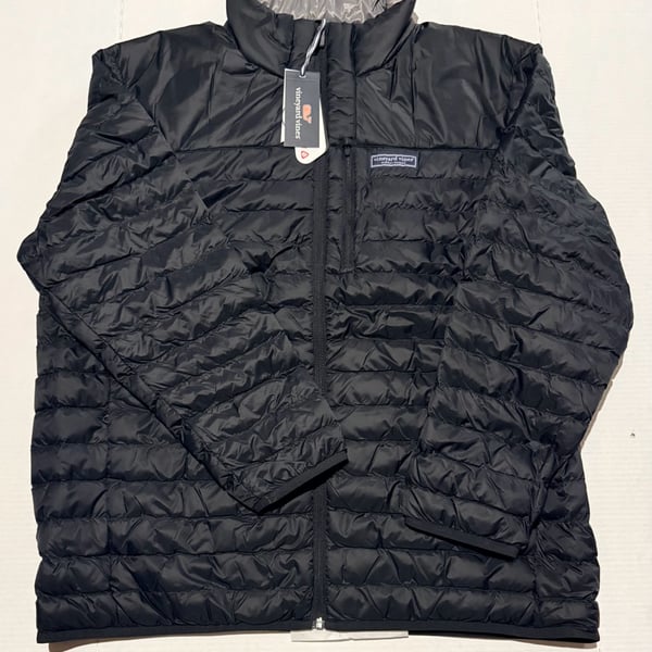 Vineyard Vines Packable Puffer Jacket Size XXL Jet Black Primaloft